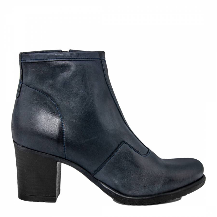 Blue Leather Lulu Alto Ankle Boots - BrandAlley
