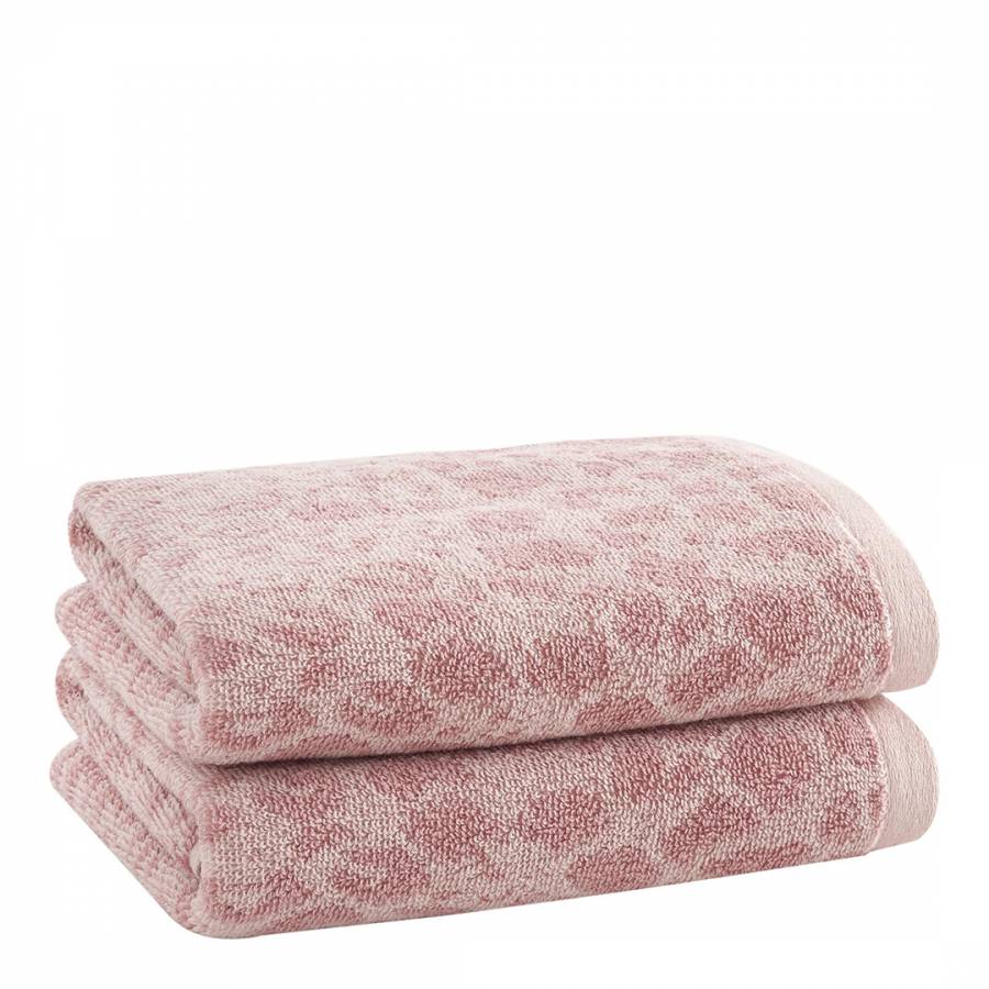 Serengeti Animal Skin Pair of Hand Towels, Blush - BrandAlley