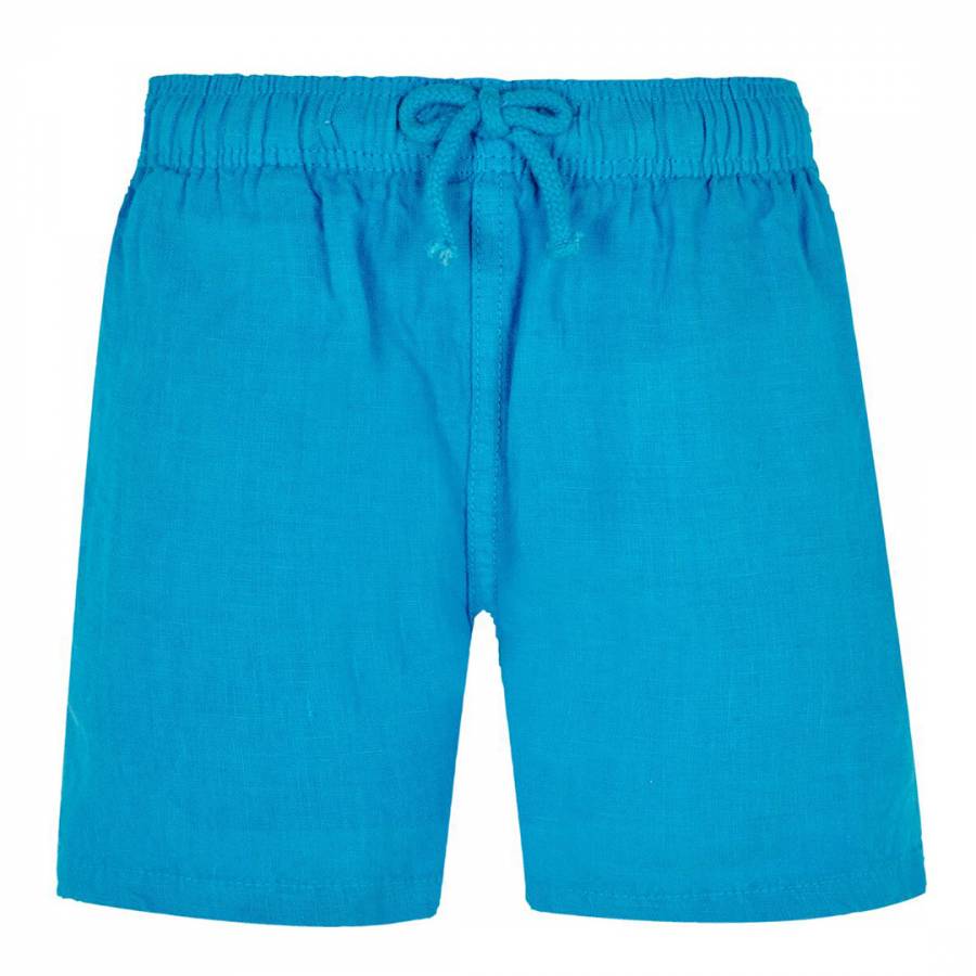 Boy's Hawaii Blue Linen Solid Bermuda Shorts - BrandAlley