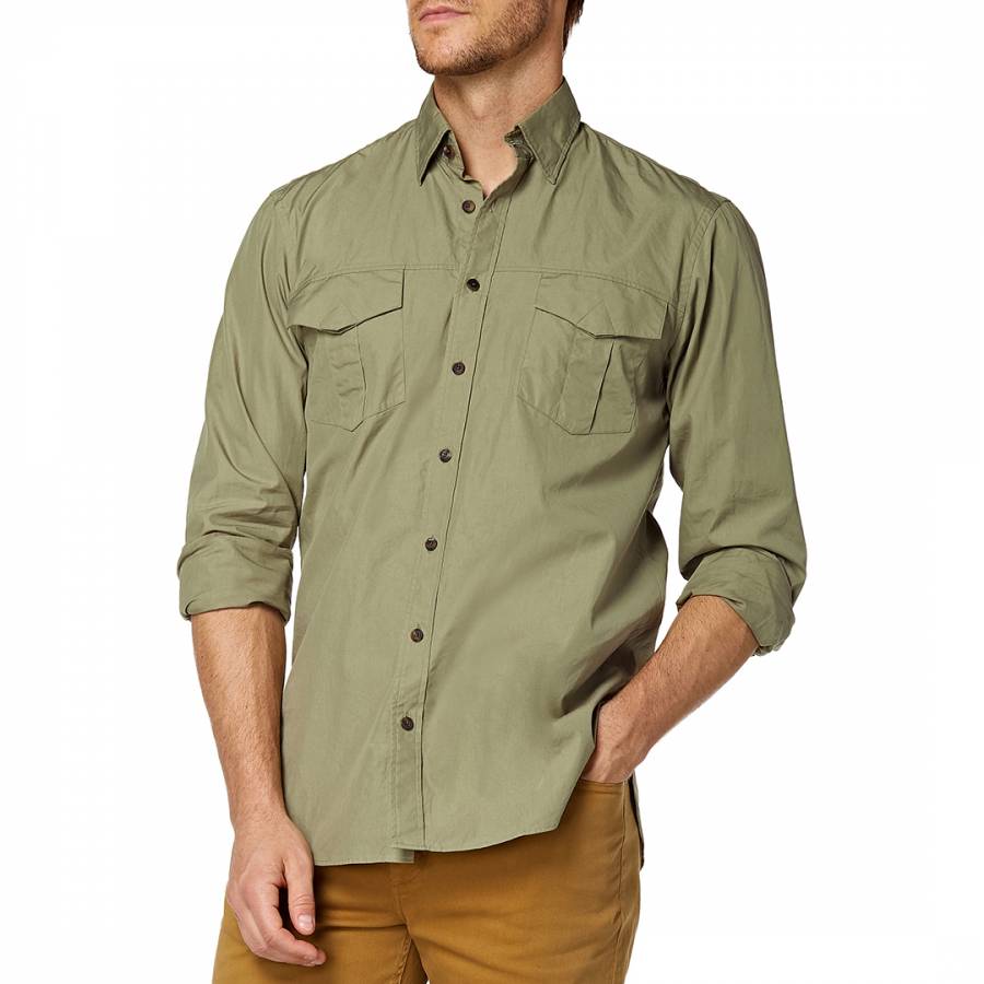 Men's Lightweight Safari Green Shirt - BrandAlley
