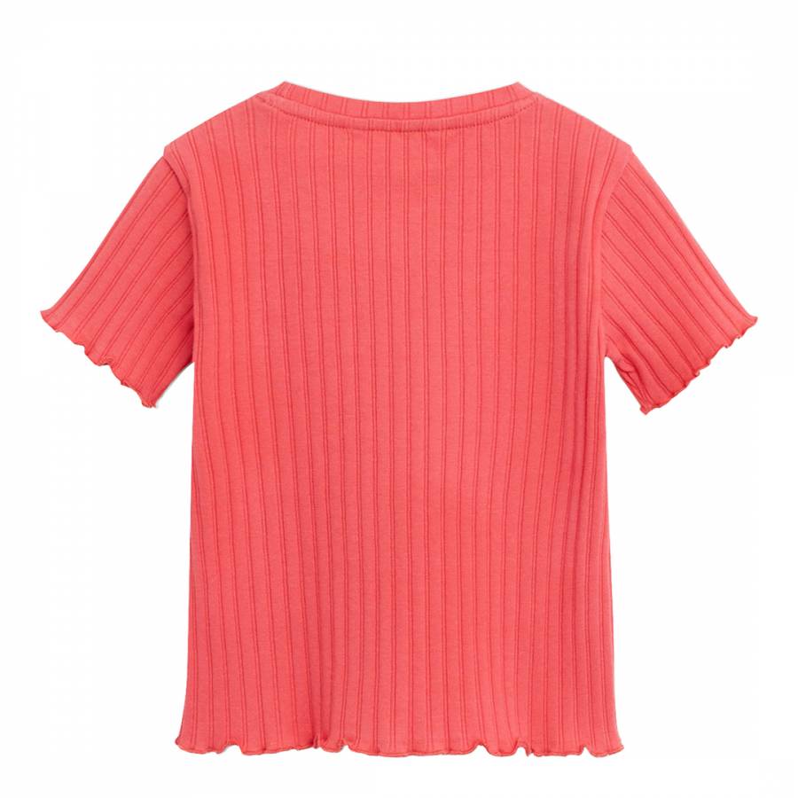 Girl's Medium Pink Ribbed Cotton T-Shirt - BrandAlley