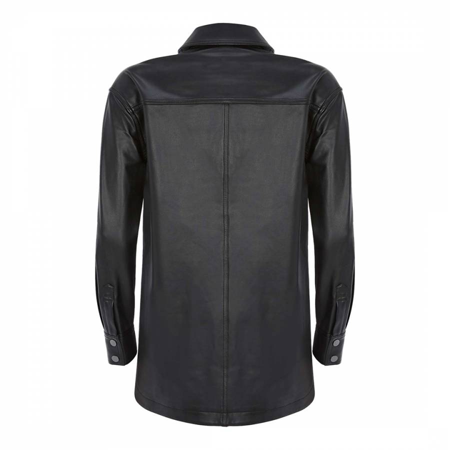 Black Faux Leather Shacket - BrandAlley