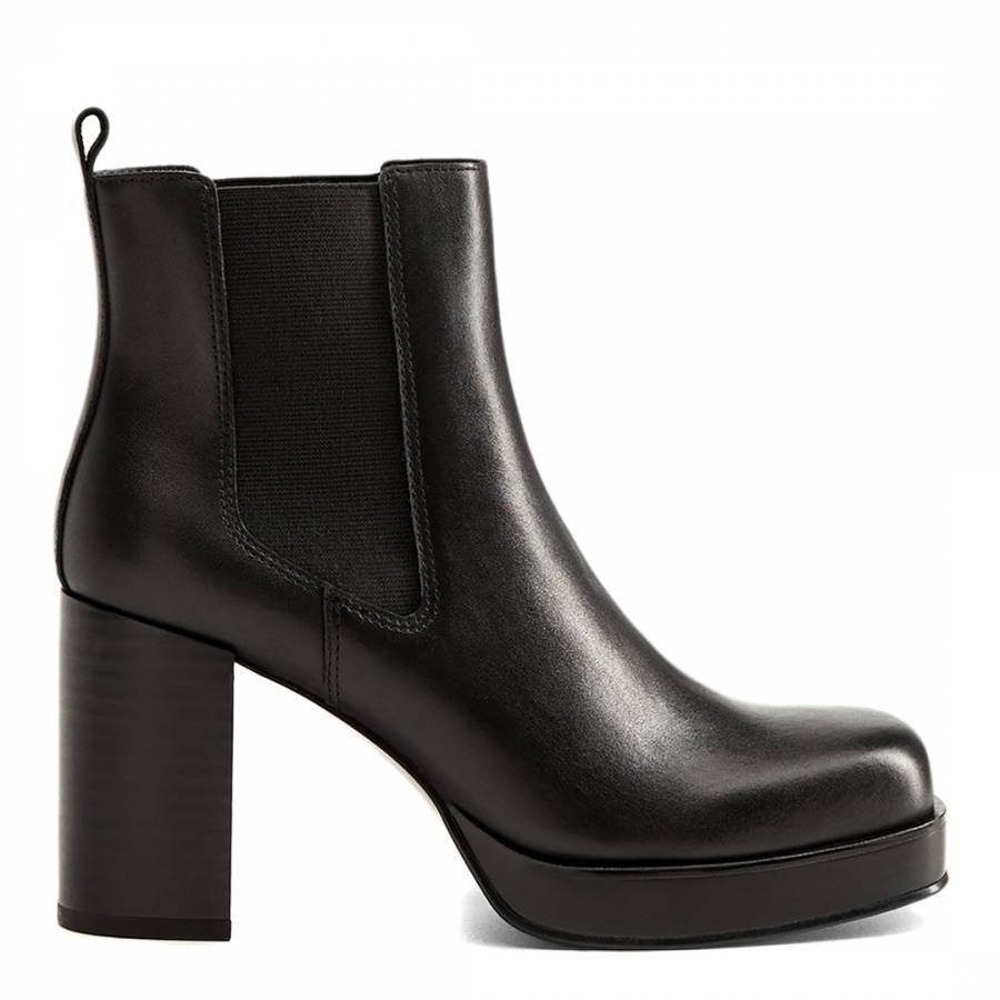 Black Heeled Leather Naomi Ankle Boots - BrandAlley