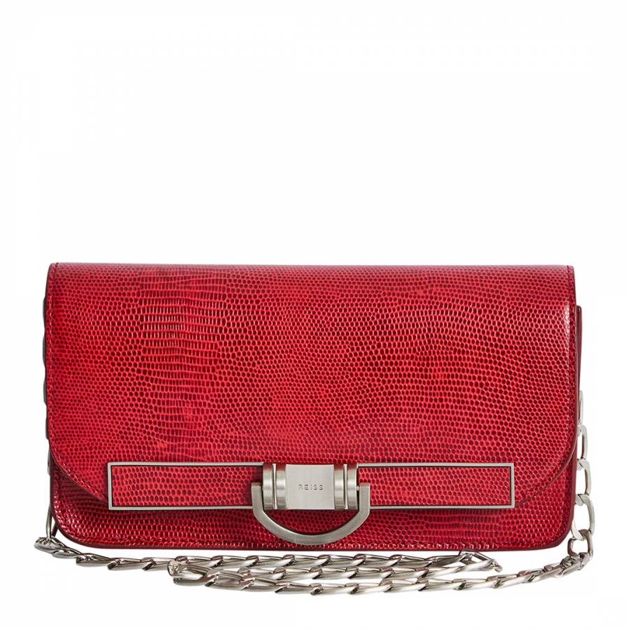 Red Lexi Embossed Leather Bag - BrandAlley