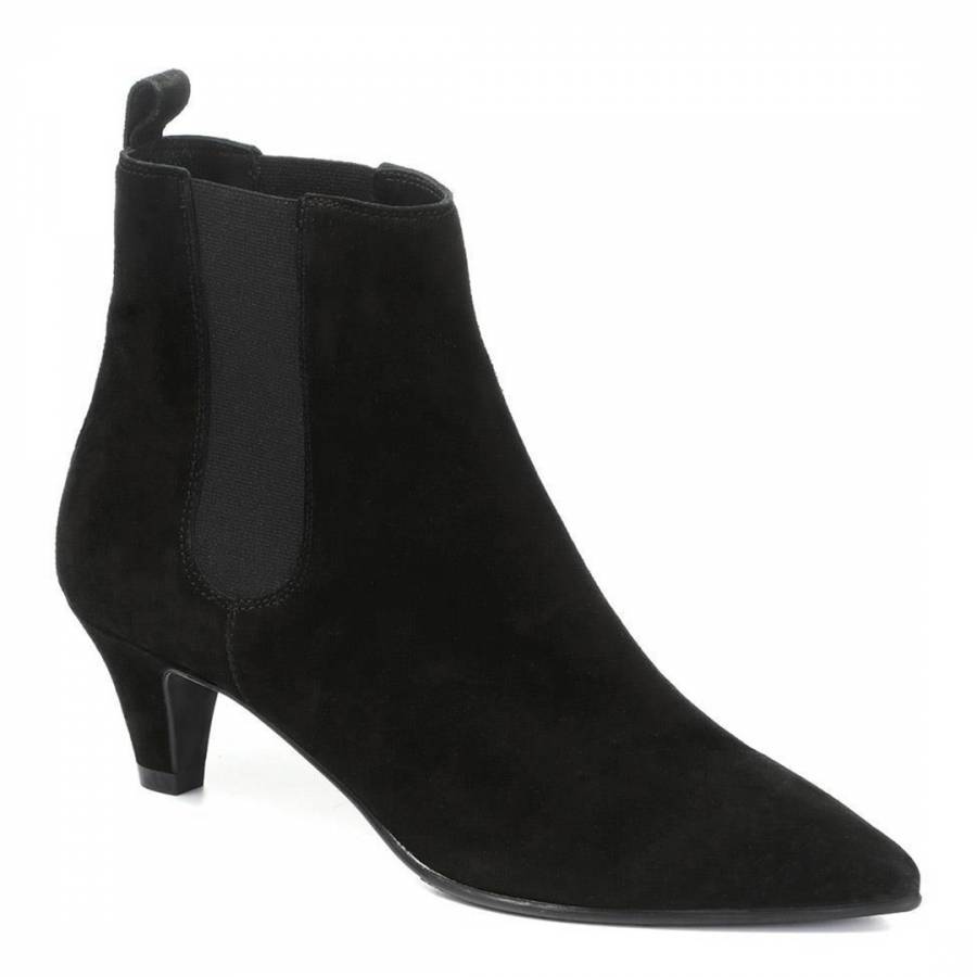 Black Suede Smart Ankle Boots - BrandAlley
