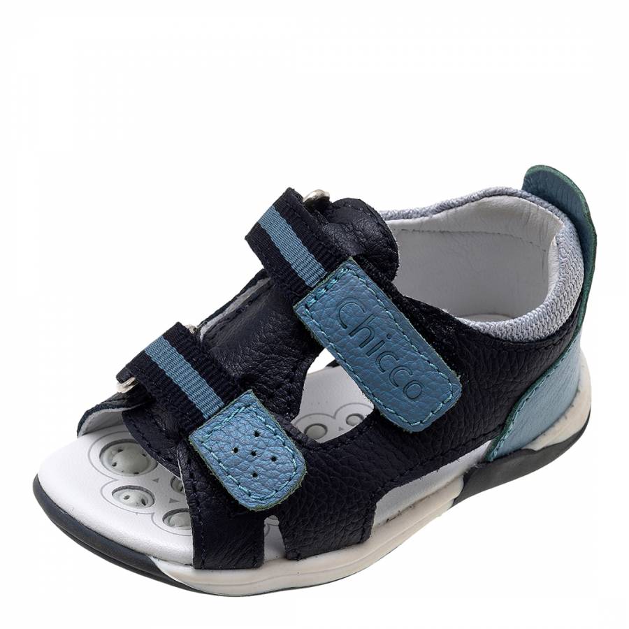 Blue Leather Velcro Sandals - BrandAlley