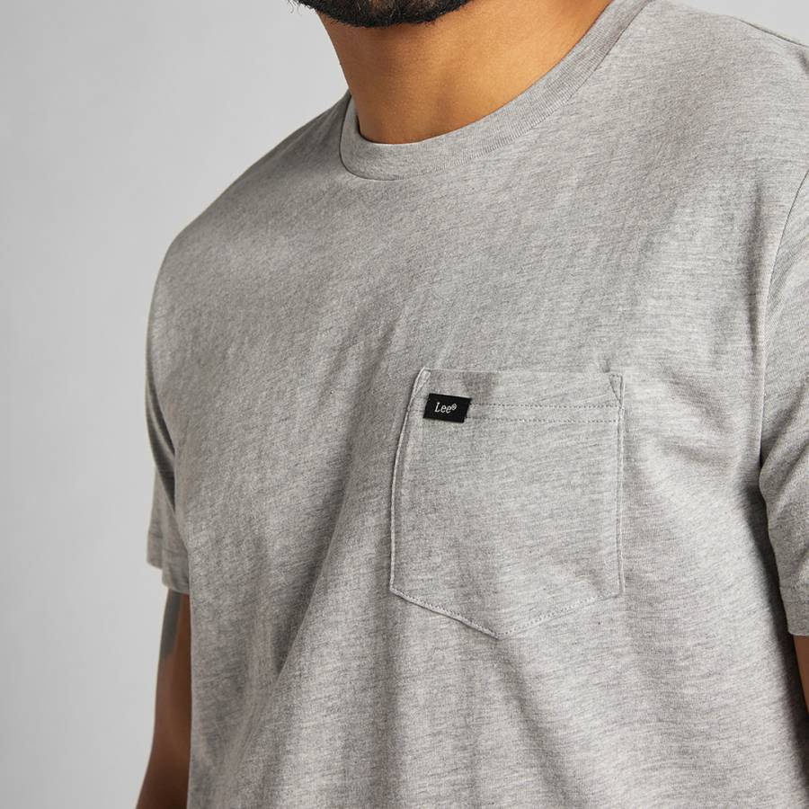 Grey Crew Neck Pocket Cotton T-Shirt - BrandAlley