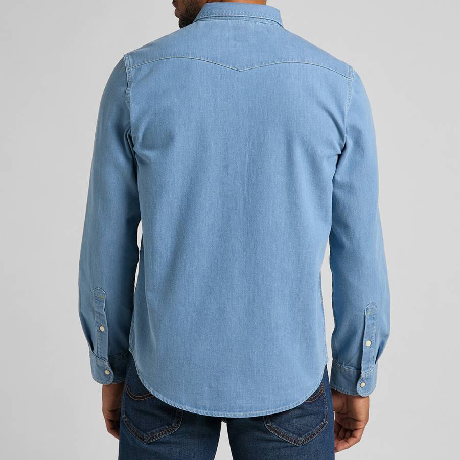 Sky Blue Button Down Cotton Shirt - BrandAlley