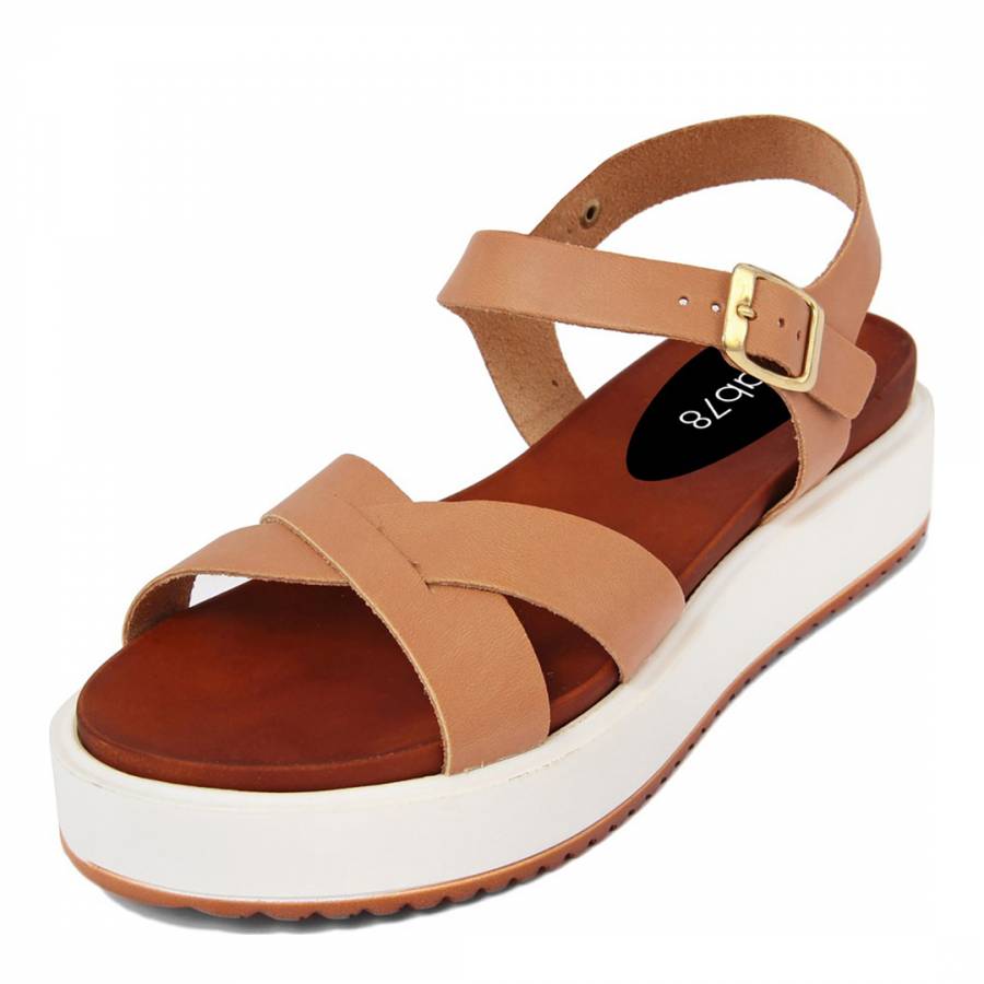Tan Leather Flatform Sandal - BrandAlley