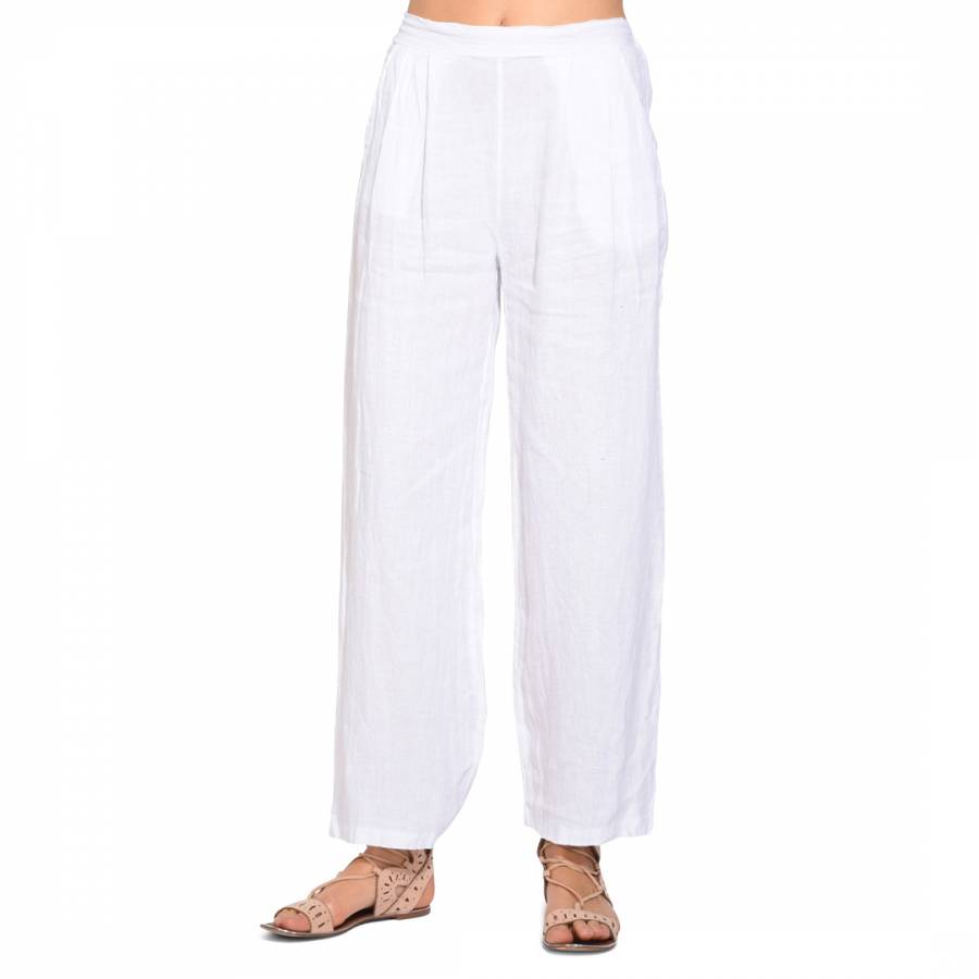 White Fluid Straigh Trousers - BrandAlley