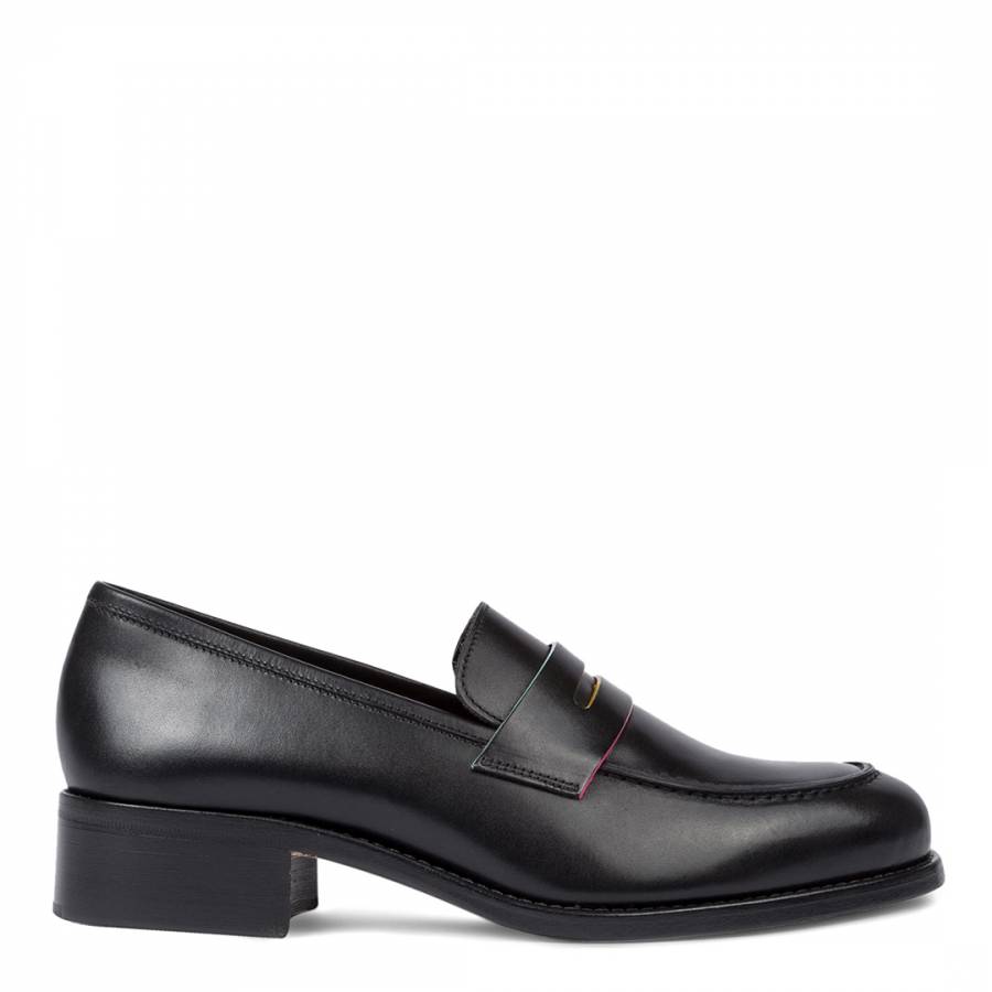 Black Leather Wolf Penny Loafers - BrandAlley