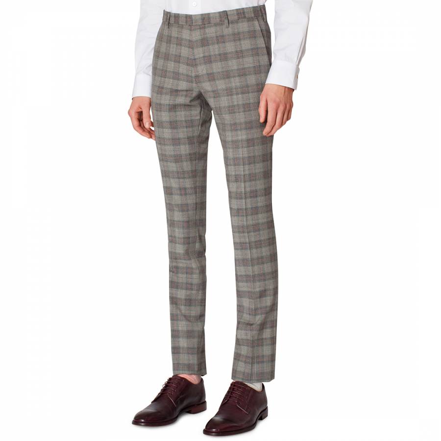 Grey Checked Formal Wool Trousers - BrandAlley