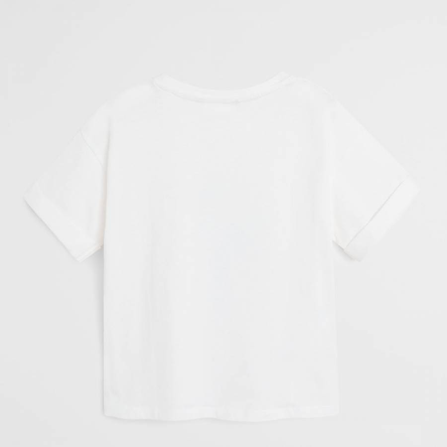 White Embroidered Details Print T-Shirt - BrandAlley