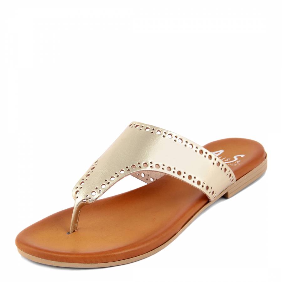Gold Leather Flip Flop Sandal - BrandAlley