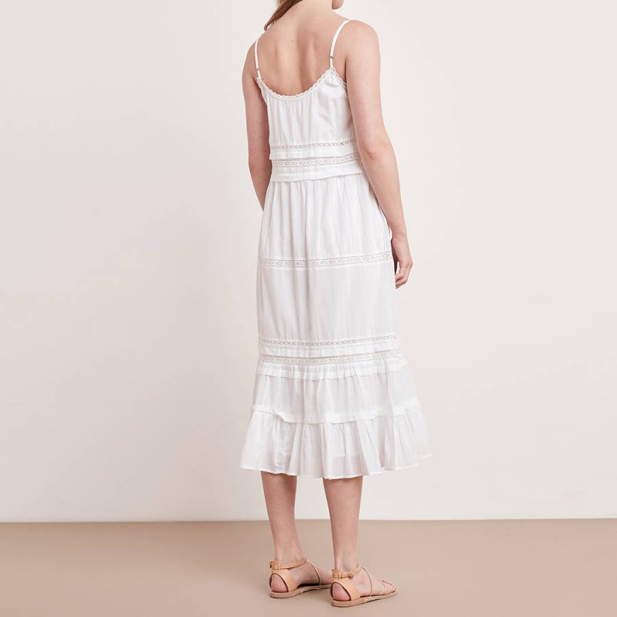 White Lace Cotton Midi Dress - BrandAlley