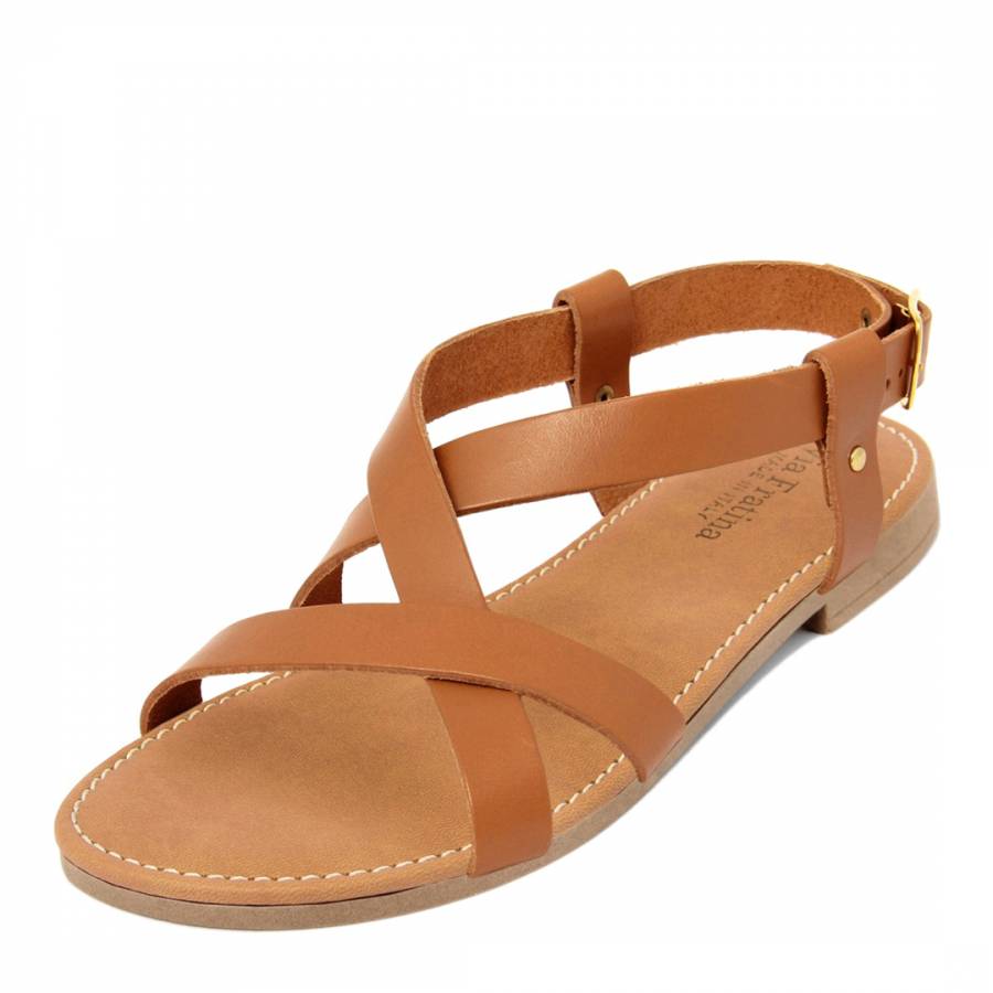 Tan Leather Crossover Sandal - BrandAlley