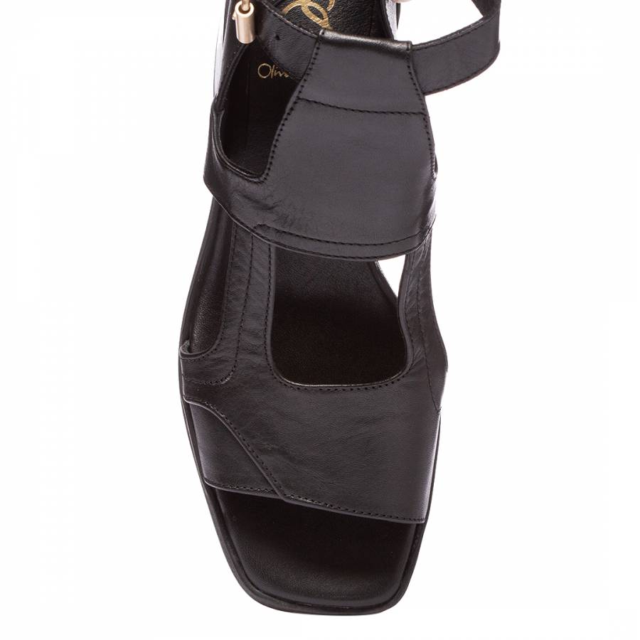Black Mariana Leather Heeled Sandals - BrandAlley
