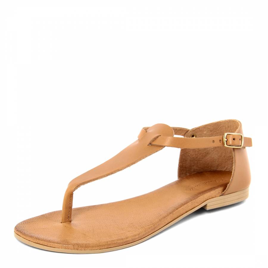 Light Brown Leather flip Flop Sandals - BrandAlley