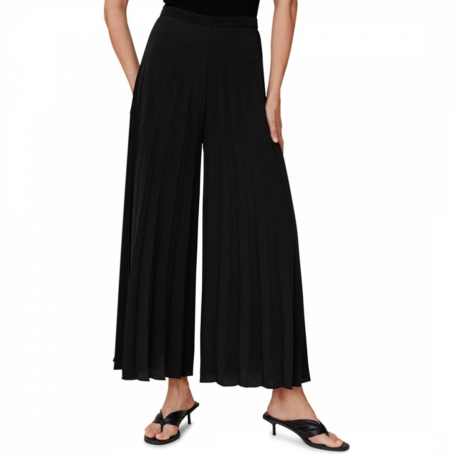 Black Pleated Palazzo Trousers - BrandAlley
