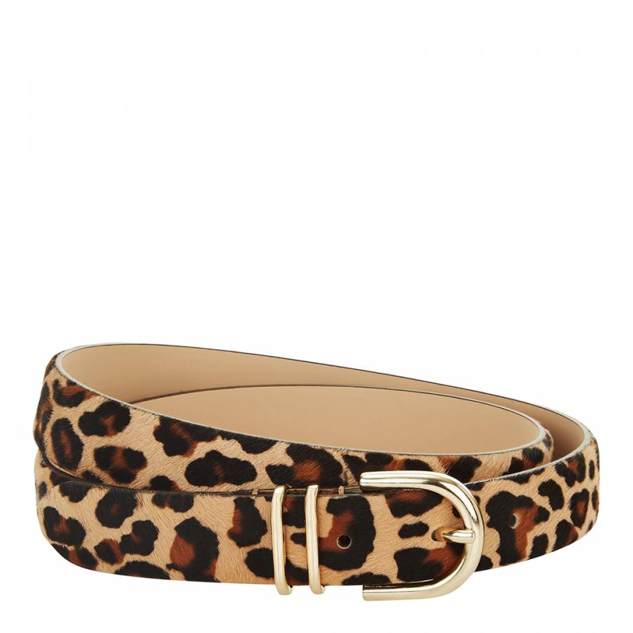Brown Helena Leopard Leather Belt - BrandAlley
