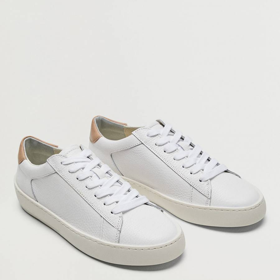 White Lace Up Leather Sneakers - BrandAlley