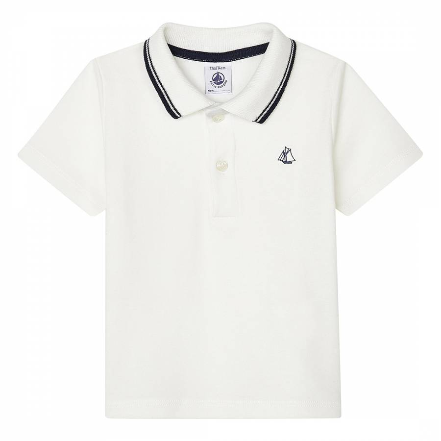 Baby Boy's White Short-Sleeved Ribbed Polo Shirt - BrandAlley