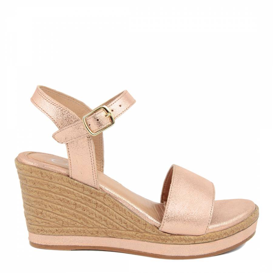 Pink Leather/Suede Wedge Sandals - BrandAlley
