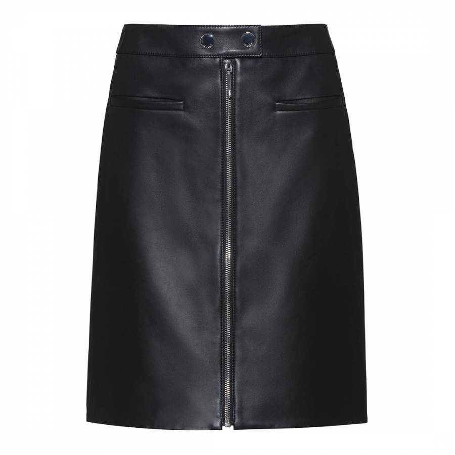 Black Latessa A-Line Leather Skirt - BrandAlley