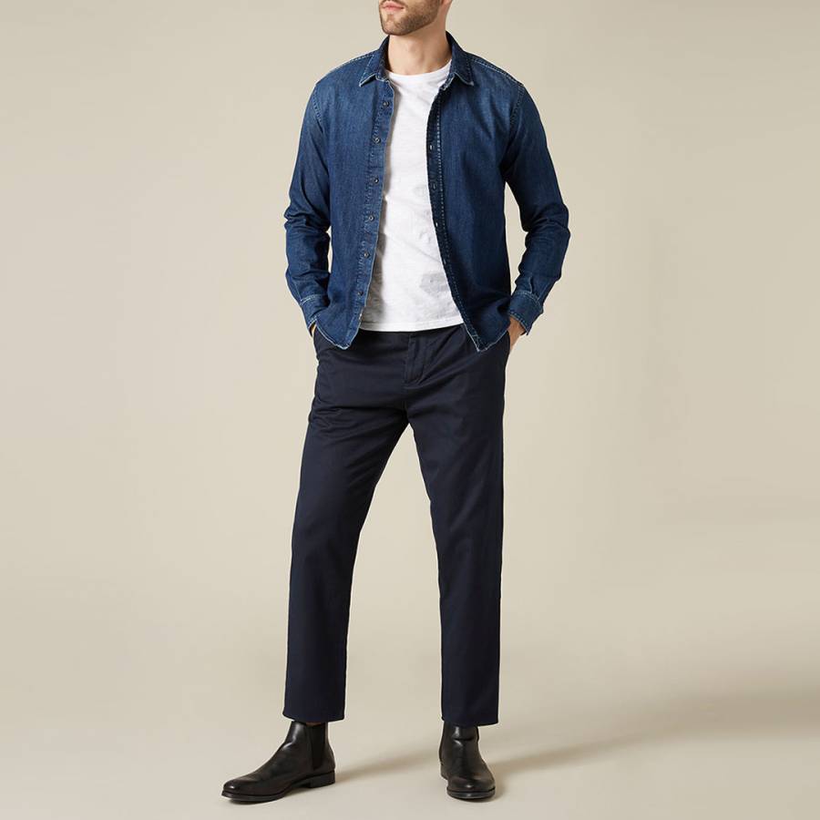 Navy Pleated Chinos - BrandAlley