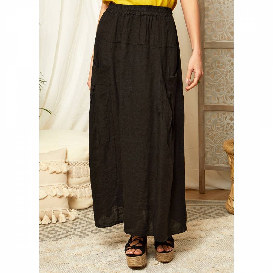 Black Linen Maxi Skirt - BrandAlley