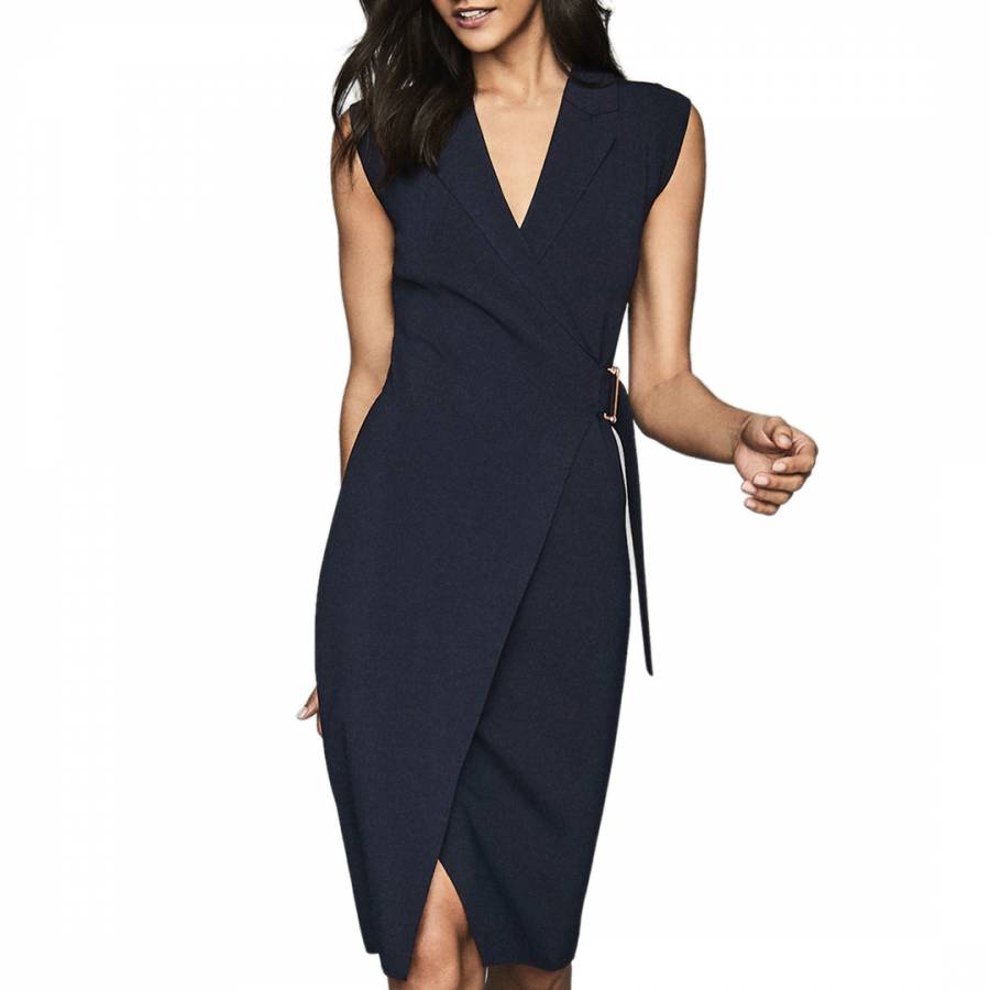 Navy Gabrielle Belted Bodycon Dress ...