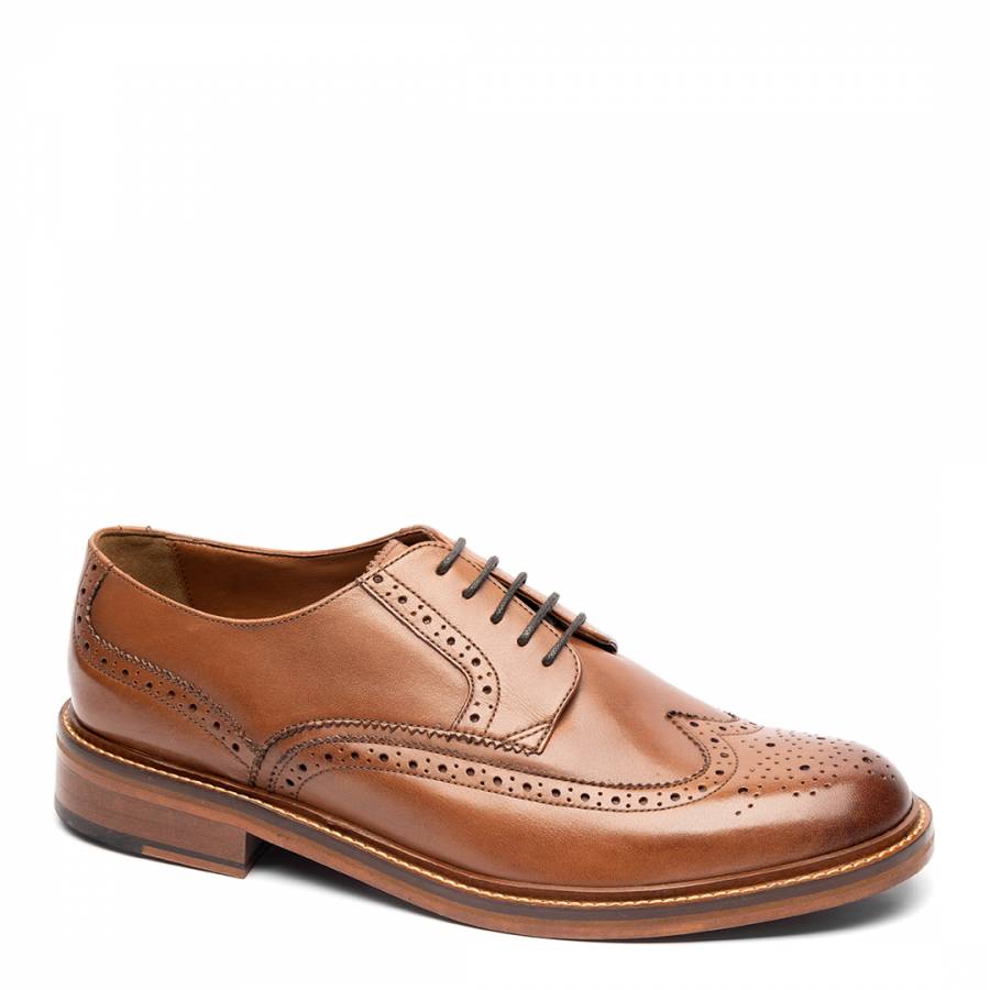 British Tan Leather Brogue Shoes - BrandAlley