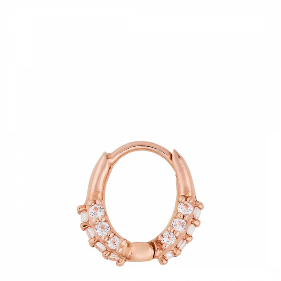Oval Huggie Rose Gold with White Topaz - BrandAlley