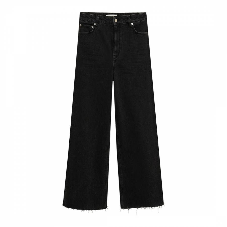 Black Cotton Wide Leg Jeans - BrandAlley
