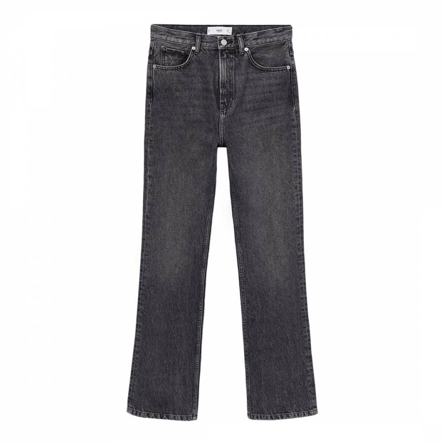 Grey High-Waist Flared Cotton Jeans - BrandAlley