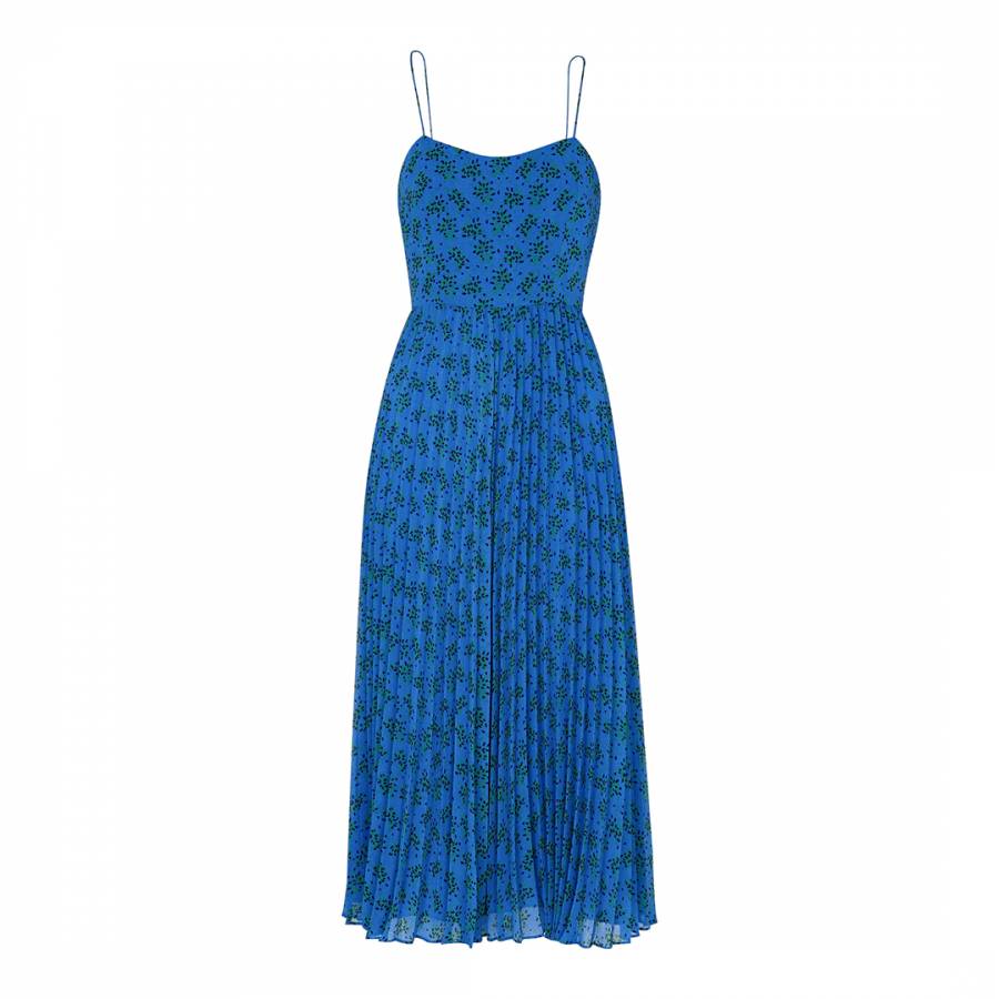Blue Kinetic Strappy Pleated Dress - BrandAlley