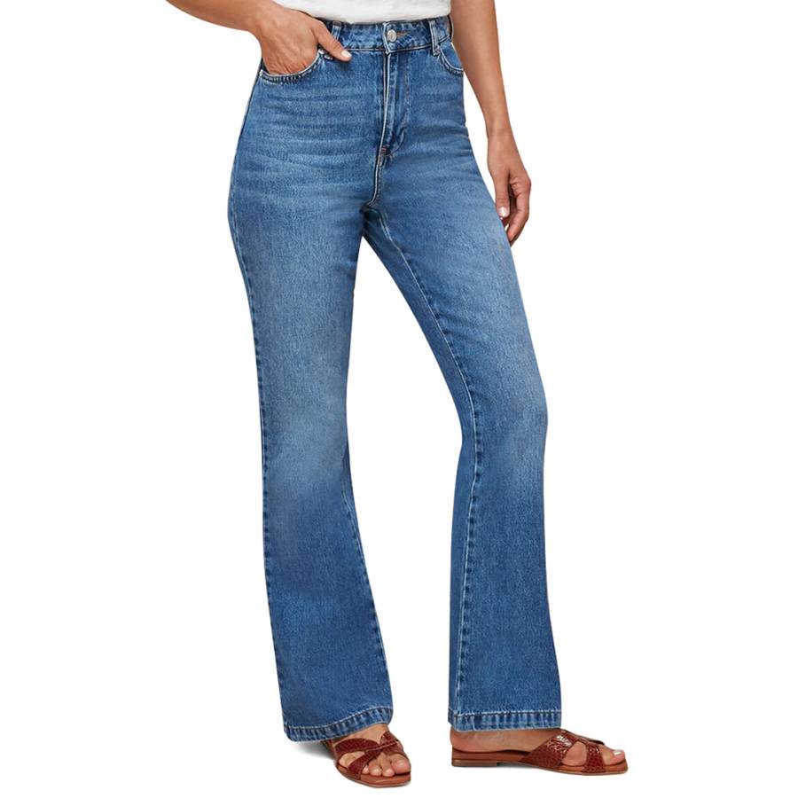 Blue Authentic Flared Cotton Jeans - BrandAlley