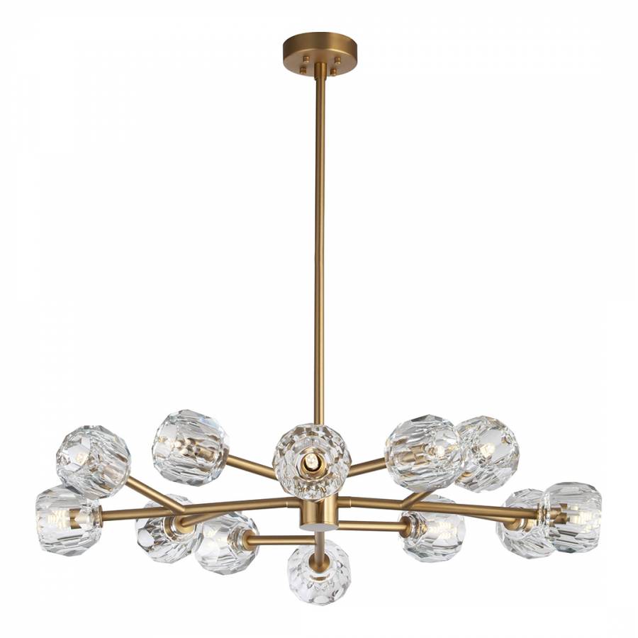 Twelve Crystal Pendant Light, Brushed Brass Finish - BrandAlley