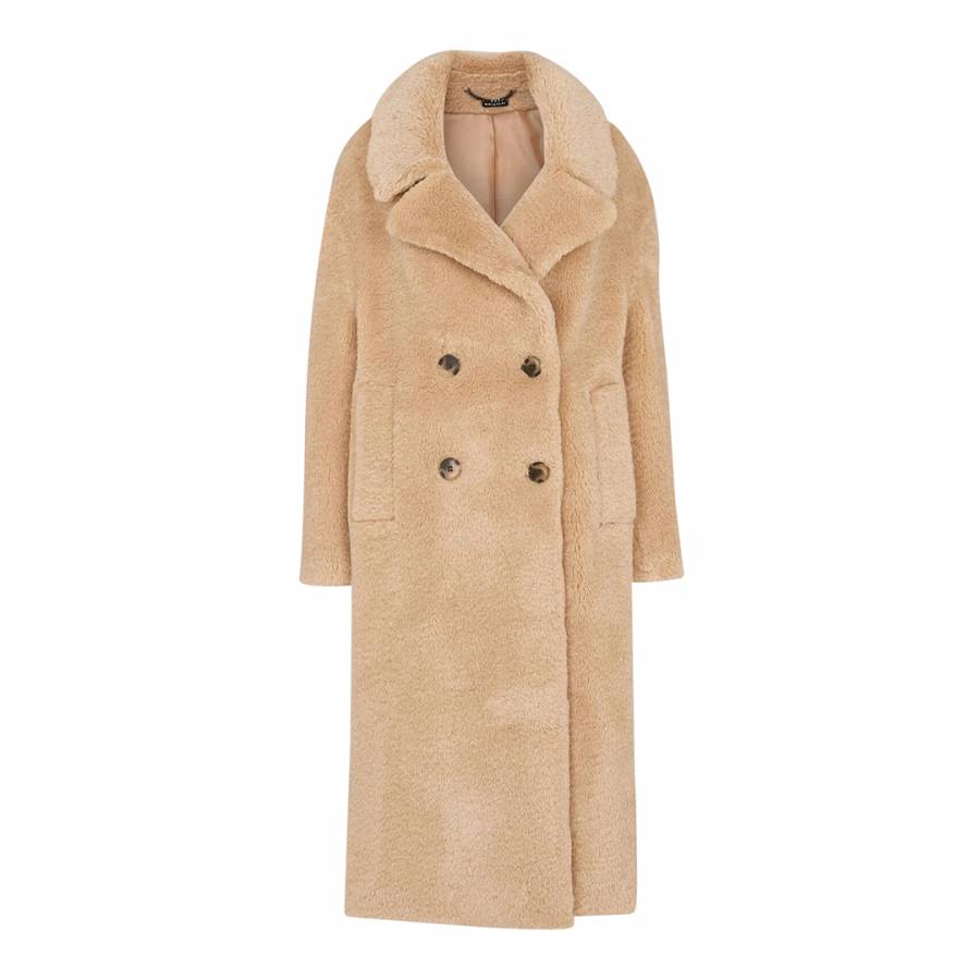 Neutral Teddy Double Breasted Coat - BrandAlley