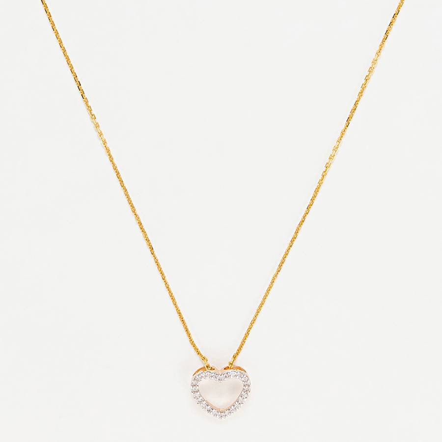 Gold Heart Diamond Pendant Necklace - BrandAlley