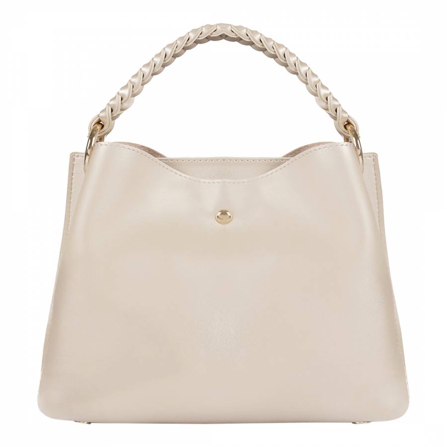 Gold Leather Plait Detail Handbag - BrandAlley
