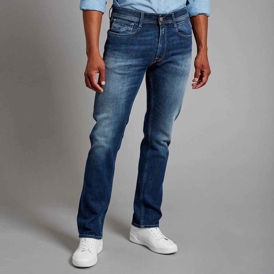 Mid Blue Rocco Comfort Stretch Jeans - BrandAlley