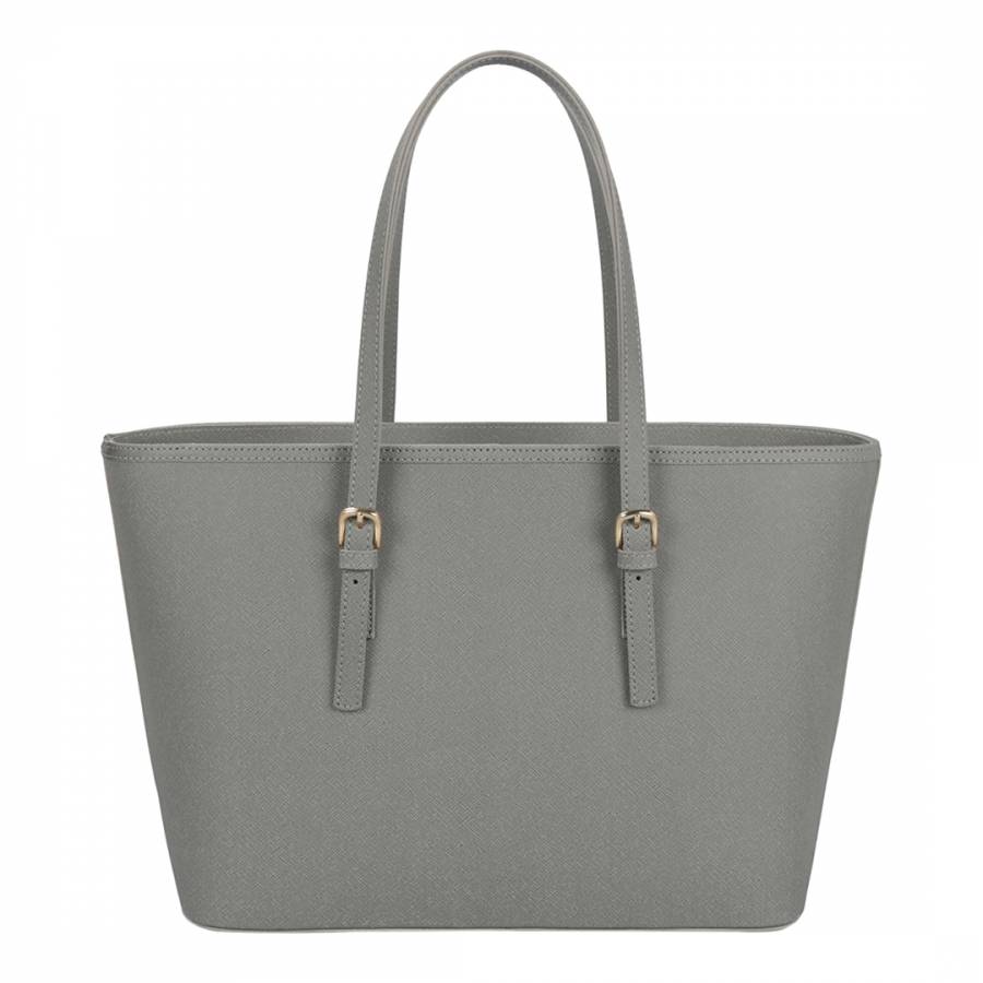 Grey Leather Tote Handbag - BrandAlley