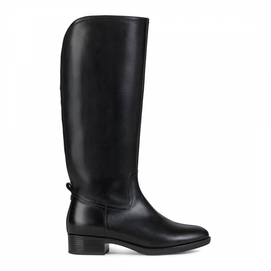 Black Felicity Leather Long Boot - BrandAlley