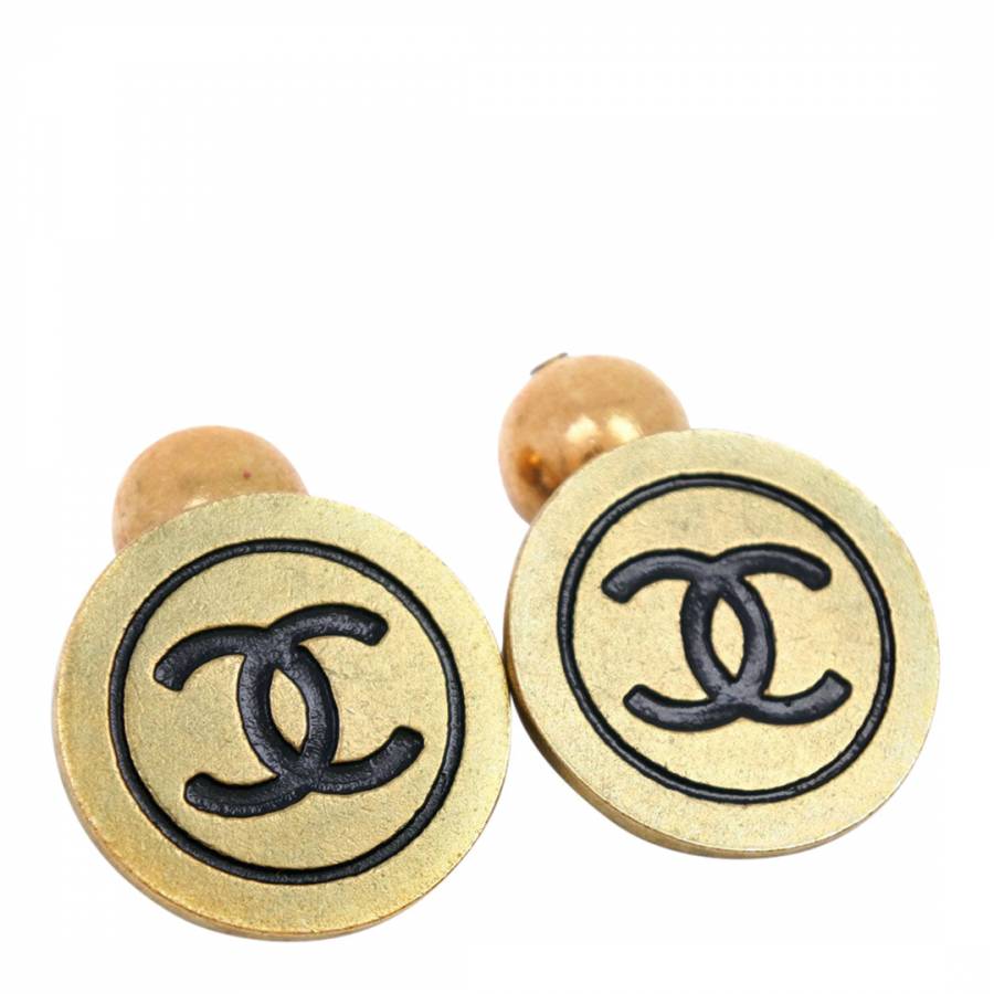 Susan Caplan Vintage Chanel Gold Plated Hammered Logo ClipOn Earrings  Dated Circa 1980s at John Lewis  Partners