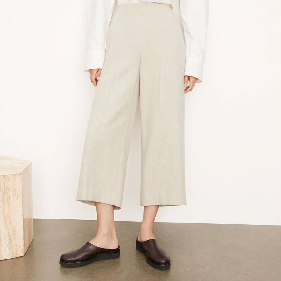 Cream Cropped Wide Leg Pants - BrandAlley