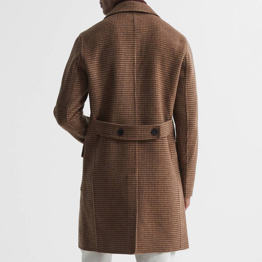 Tobacco Blossom Dogtooth Wool Blend Coat - BrandAlley