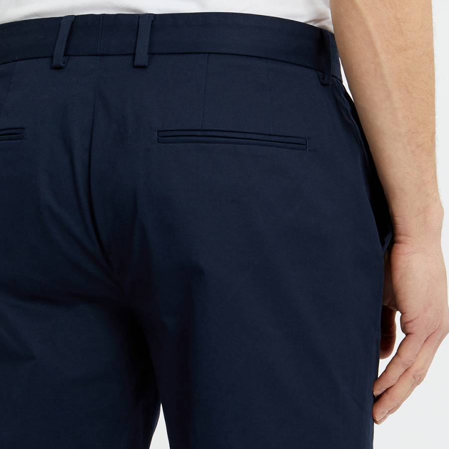 Navy Hamilton Cotton Blend Trousers - BrandAlley