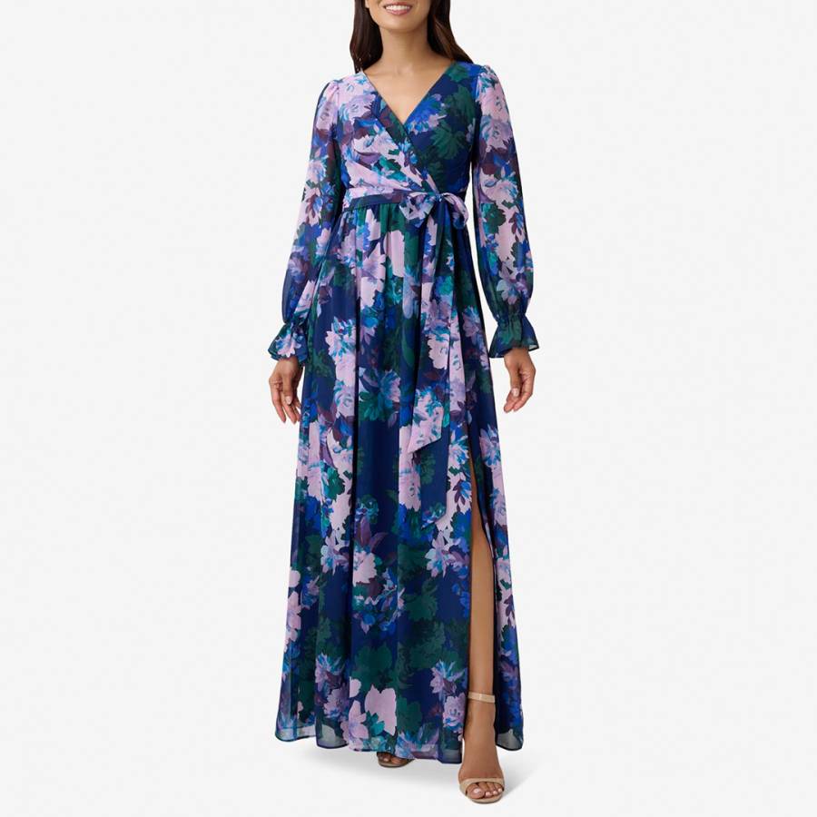 Navy Printed Mesh Gown BrandAlley