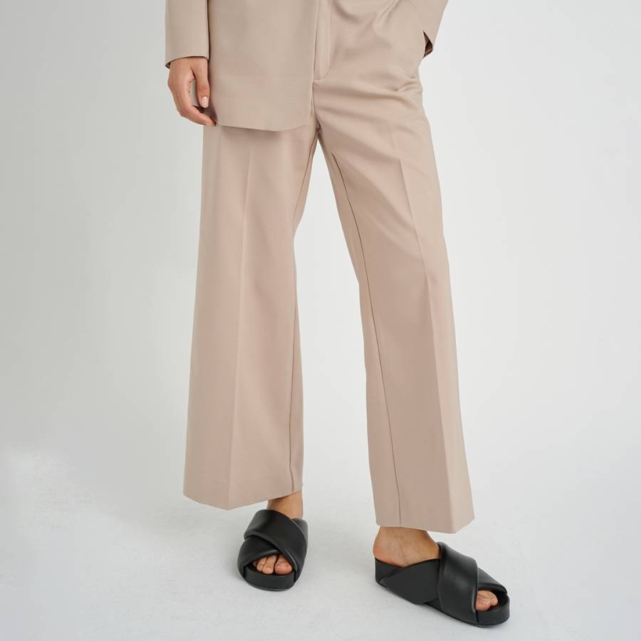 Beige Zella Cotton Barrel Trouser - BrandAlley